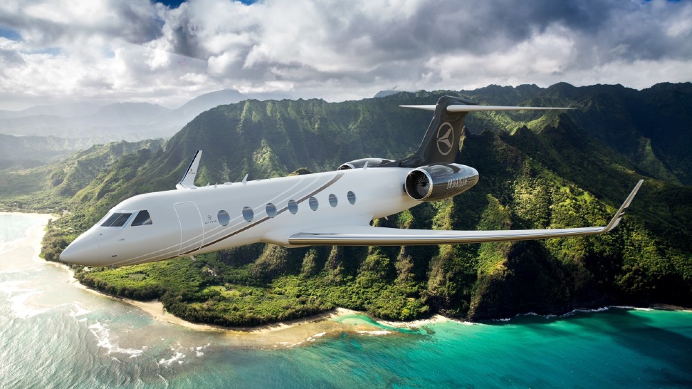 private jet over nature
